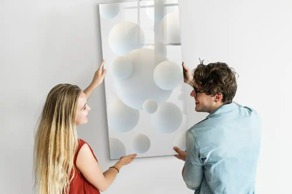 Magnetická popisovací tabule s abstraktním motivem míčků