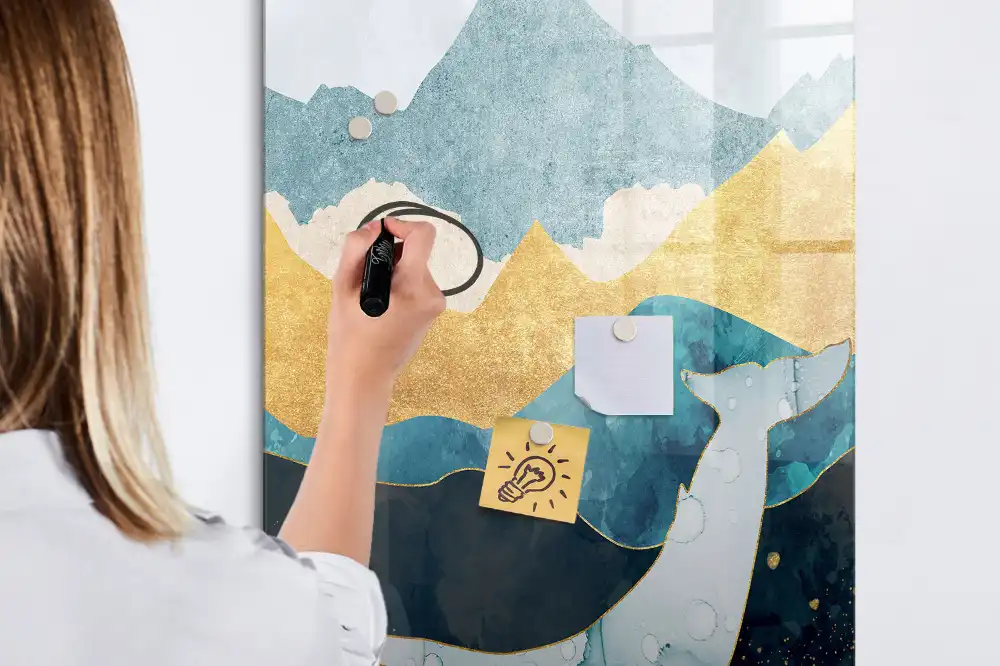 Magnetická popisovací tabule s motivem mramorové velryby