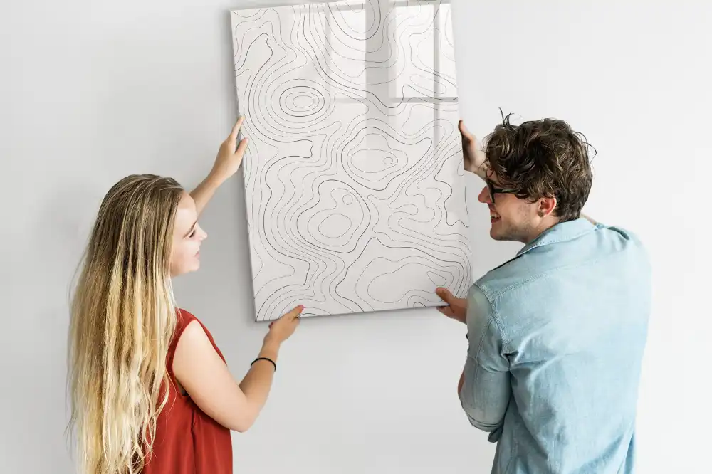 Magnetická popisovací tabule s motivem abstraktních linií