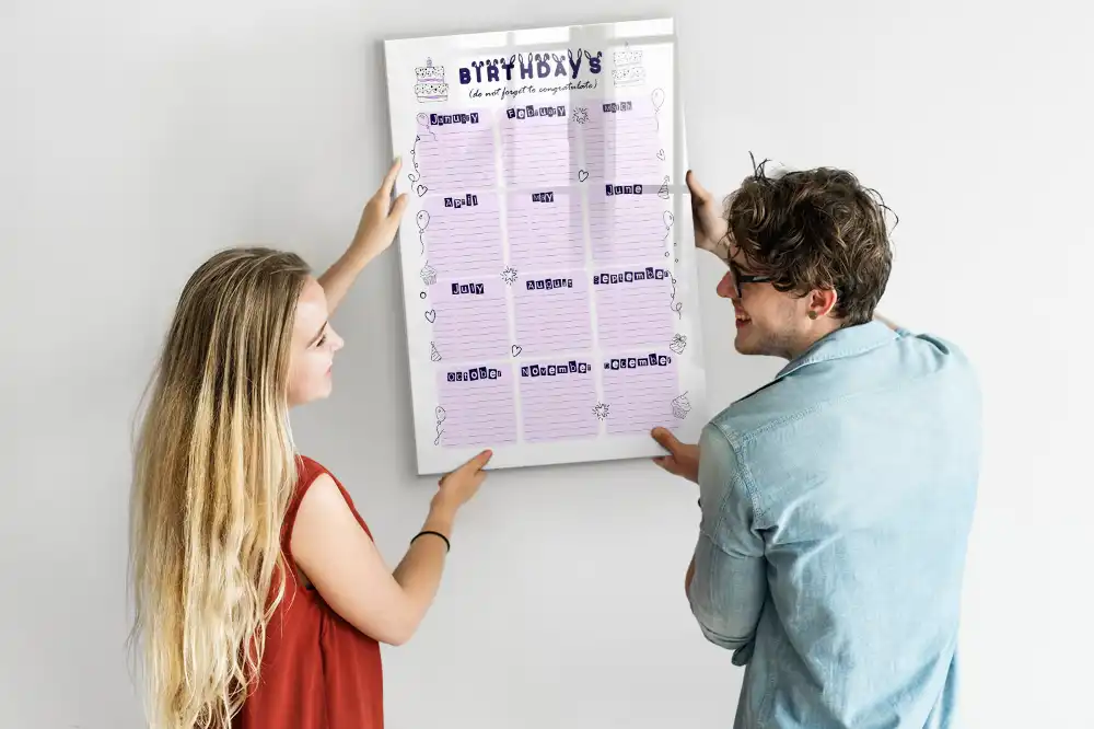 Magnetická psací tabule kalendář narozenin