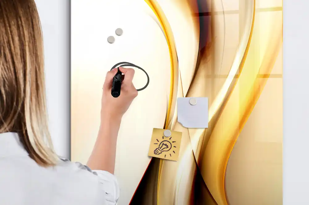 Magnetická tabule na kreslení se vzorem zlaté abstraktní vlny