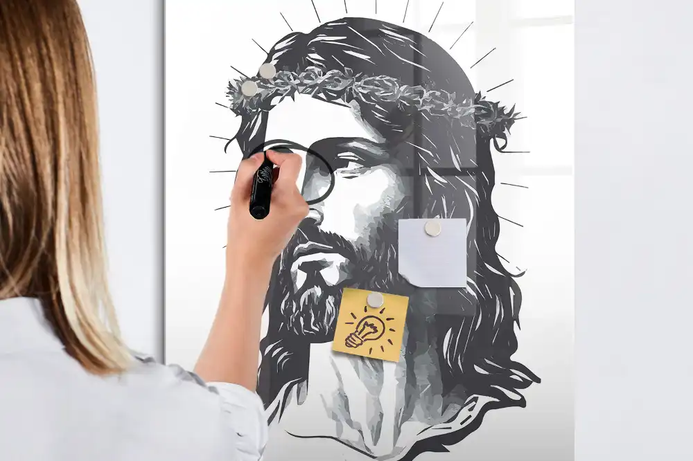 Magnetická psací tabule s motivem Ježíše Krista