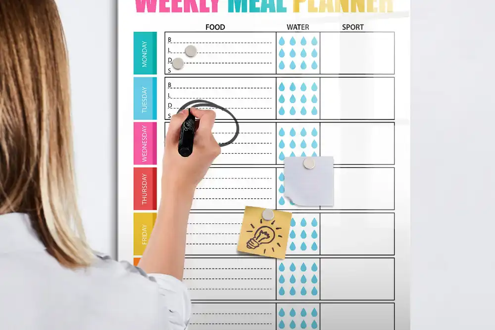 Magnetická kreslící tabule na týdenní menu