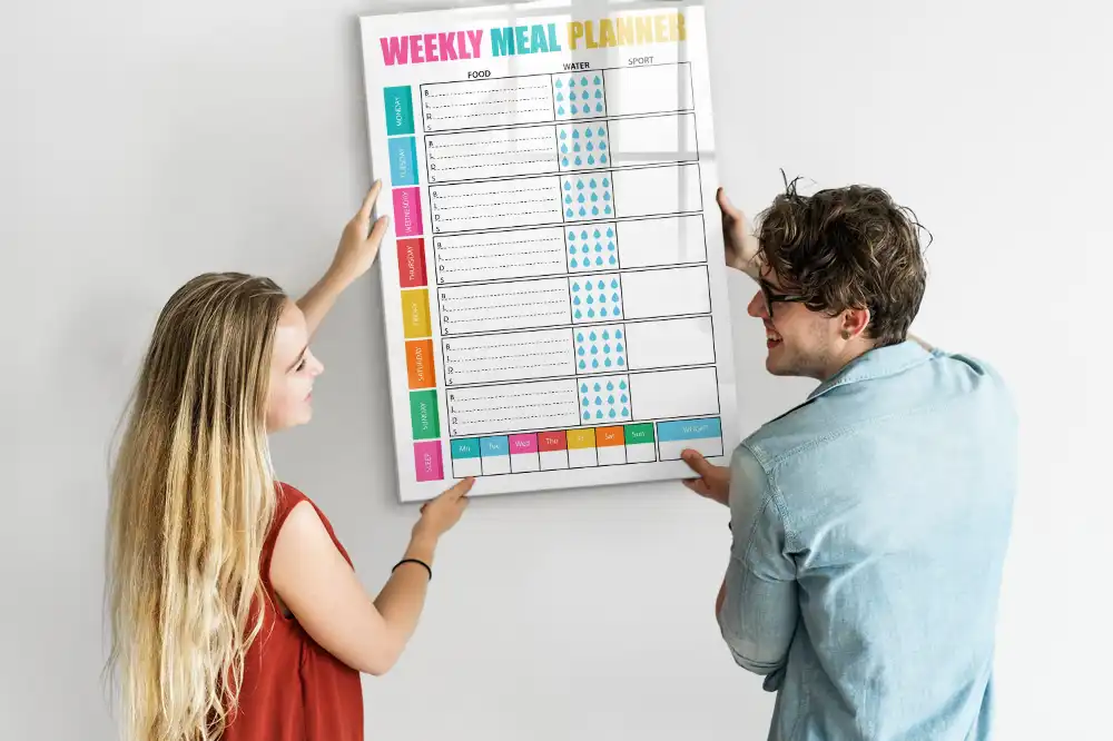 Magnetická kreslící tabule na týdenní menu