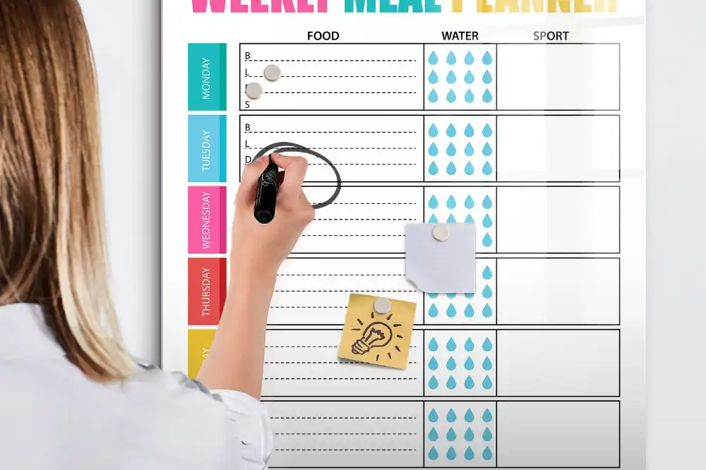 Magnetická kreslící tabule na týdenní menu