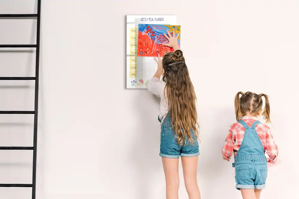 Magnetická tabule na kreslení a týdenní plánovač jídelníčku