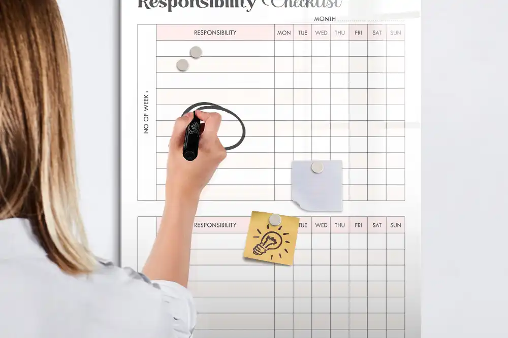 Magnetická psací tabule na kontrolní seznam úkolů