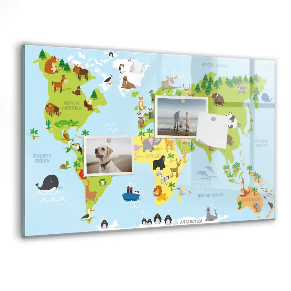 Magnetická kreslící tabule pro děti mapa světa se zvířaty