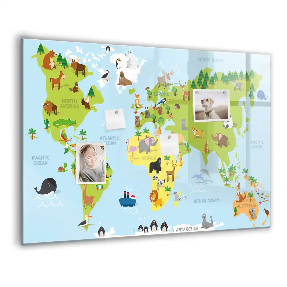 Magnetická kreslící tabule pro děti mapa světa se zvířaty