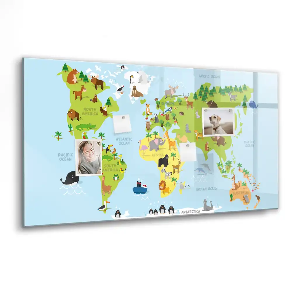 Magnetická kreslící tabule pro děti mapa světa se zvířaty