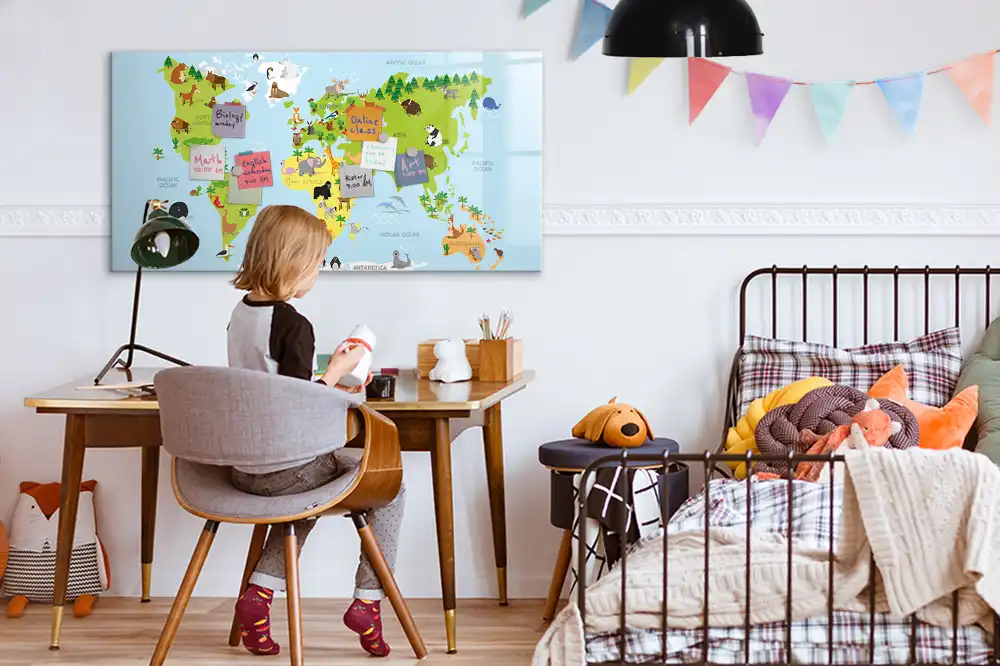 Magnetická kreslící tabule pro děti mapa světa se zvířaty