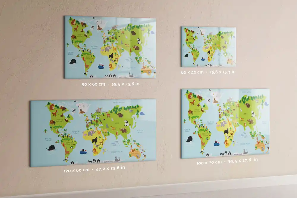 Magnetická kreslící tabule pro děti mapa světa se zvířaty