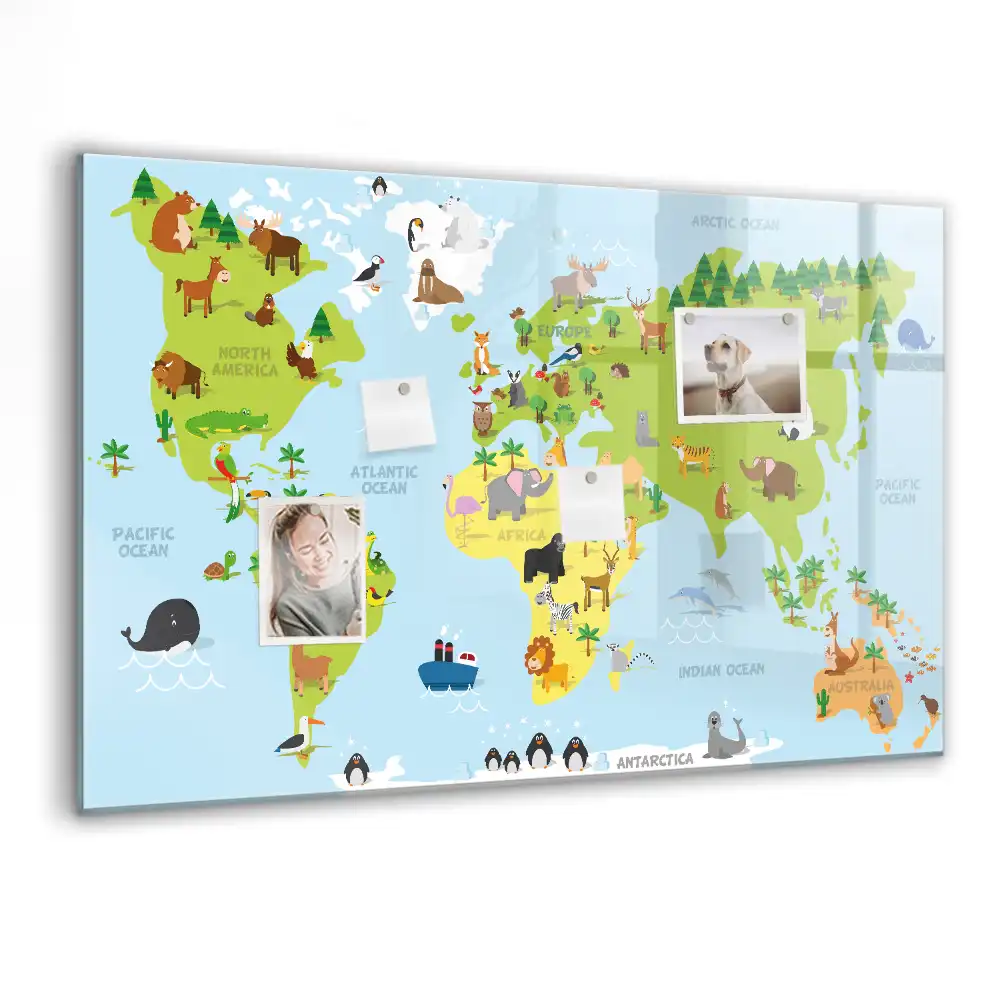 Magnetická kreslící tabule pro děti mapa světa se zvířaty