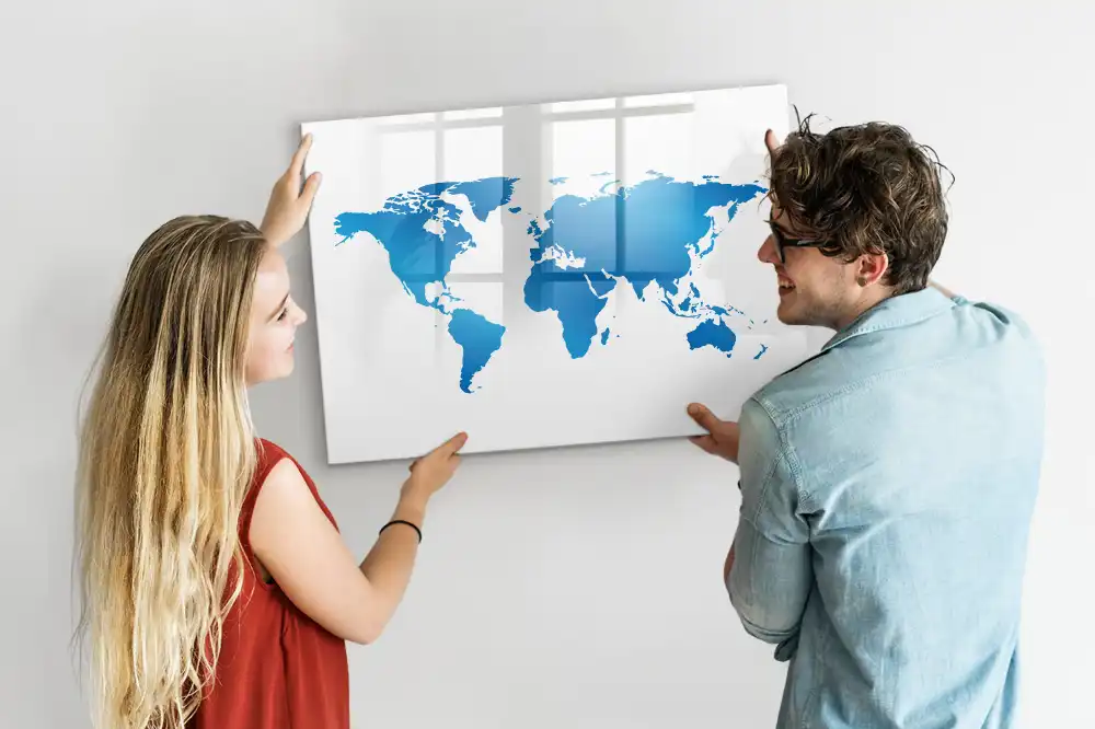 Magnetická kreslící tabule pro děti s obrysy kontinentů Země