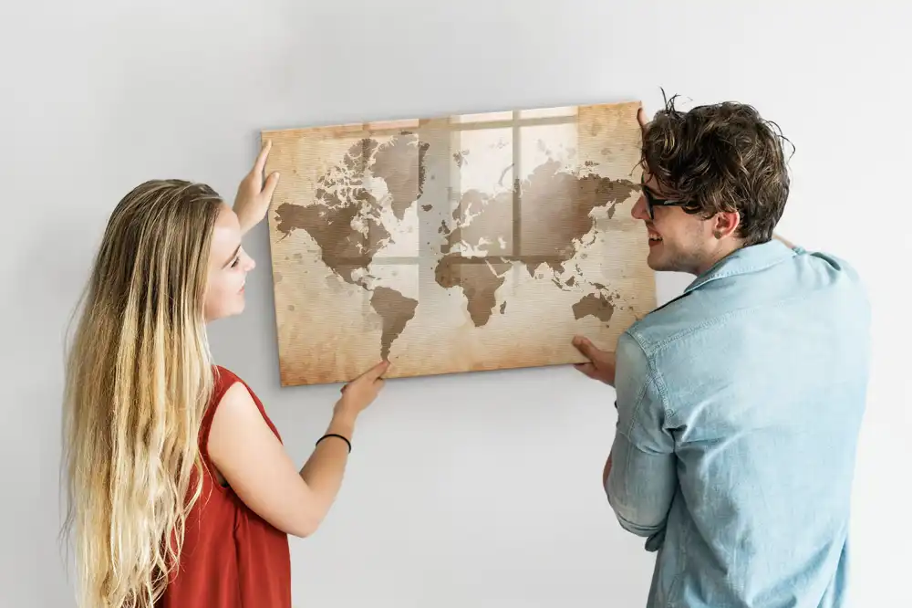 Magnetická kreslící tabule pro děti s ilustrovanou mapou světa