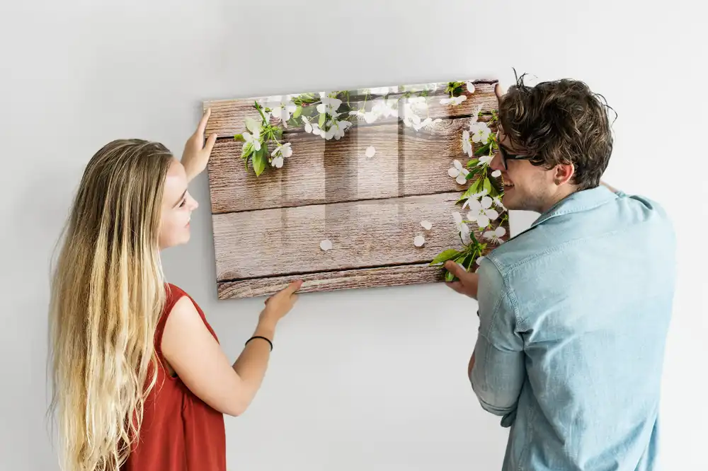 Magnetická tabule na kreslení s květinovým motivem na dřevě