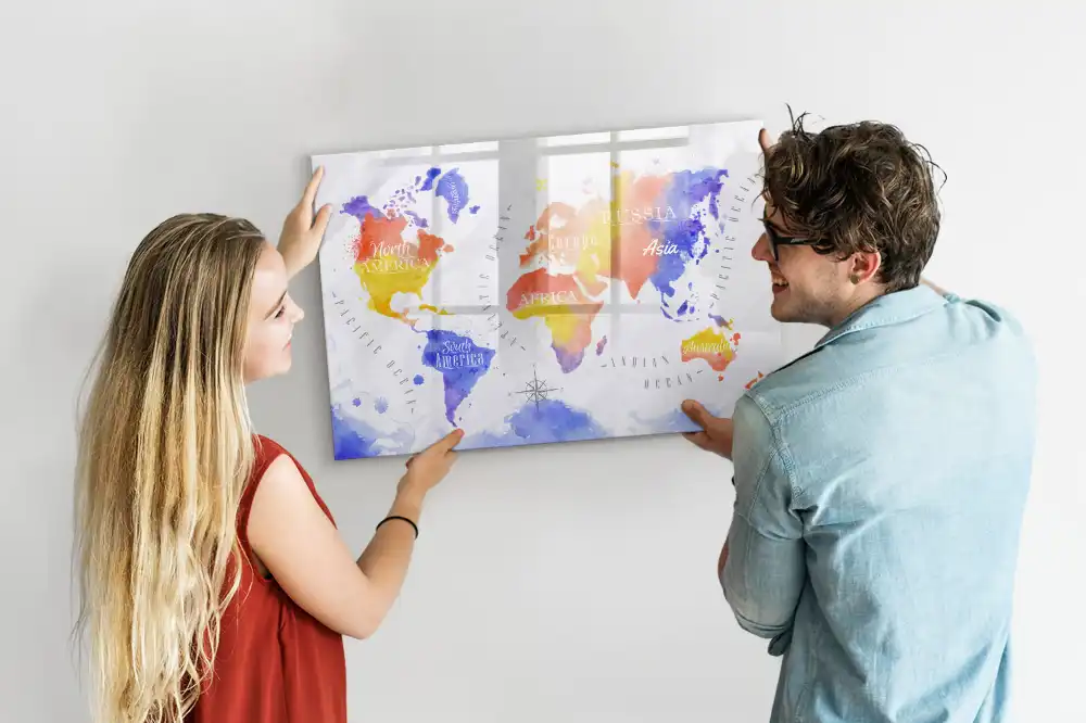 Magnetická kreslicí tabule s motivem mapy světa