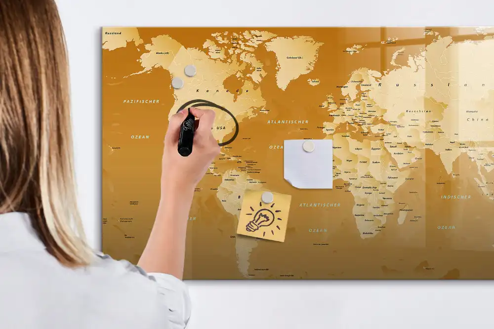 Magnetická tabule na kreslení moderní mapa světa
