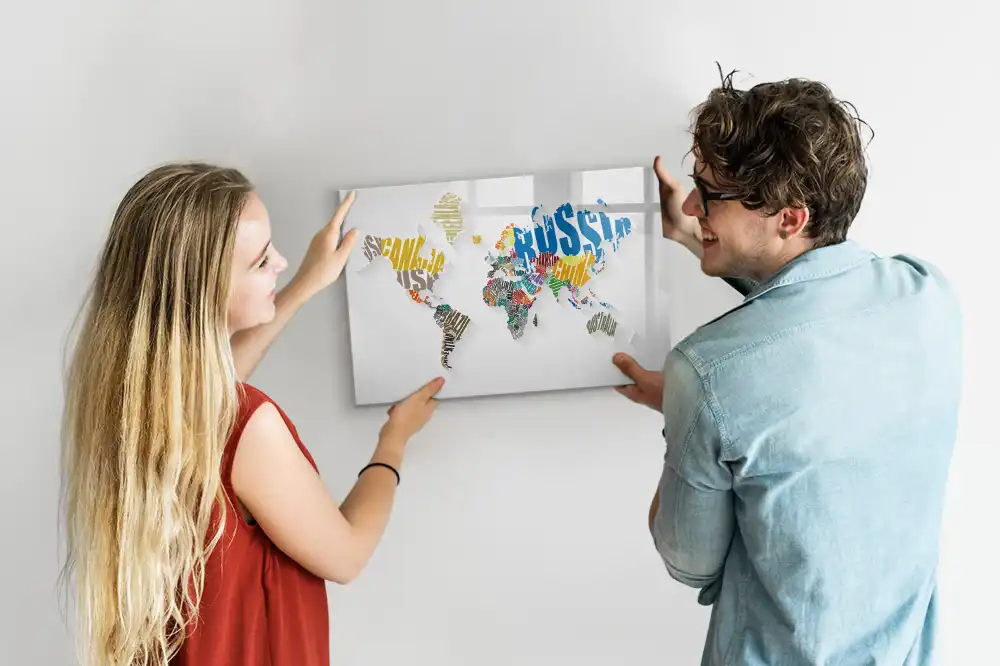 Dětská magnetická kreslící tabule s mapou světa