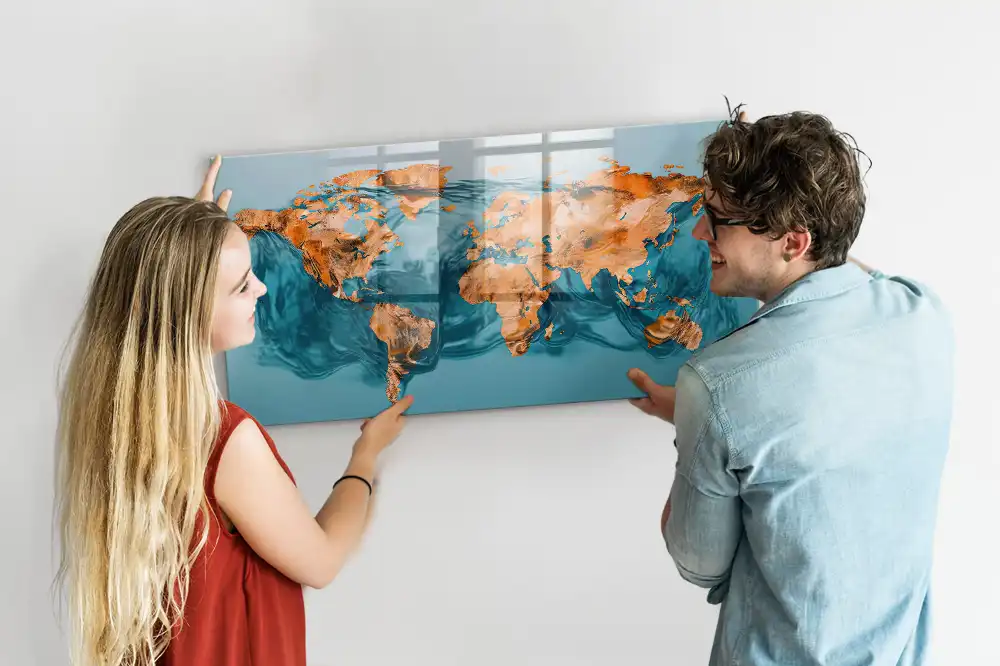 Magnetická kreslicí tabule s mapou kontinentů