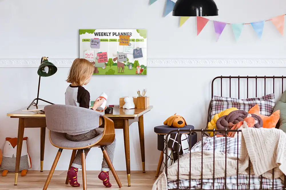 Magnetická kreslící tabule pro děti na plánování lekcí a školních aktivit