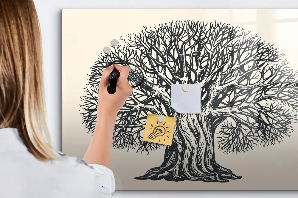Velká magnetická kreslící tabule pro děti s motivem stromu v parku