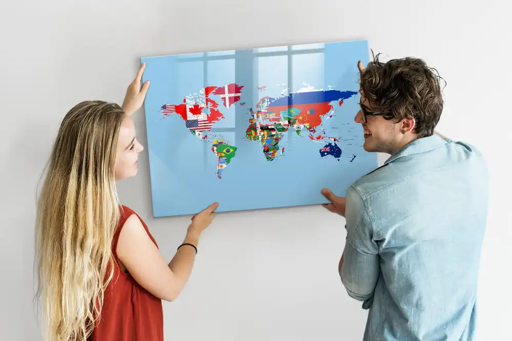 Magnetická kreslící tabule pro děti se seznamem státních vlajek
