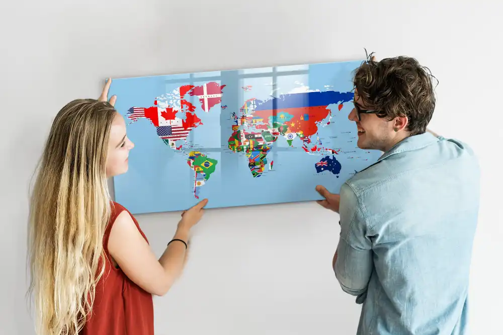 Magnetická kreslící tabule pro děti se seznamem státních vlajek