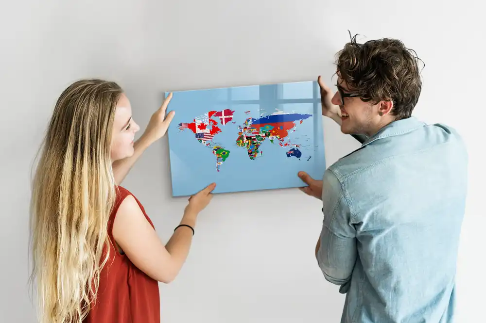 Magnetická kreslící tabule pro děti se seznamem státních vlajek