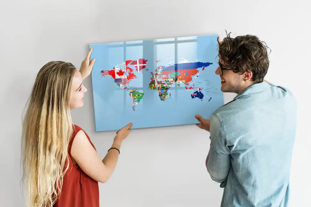 Magnetická kreslící tabule pro děti se seznamem státních vlajek