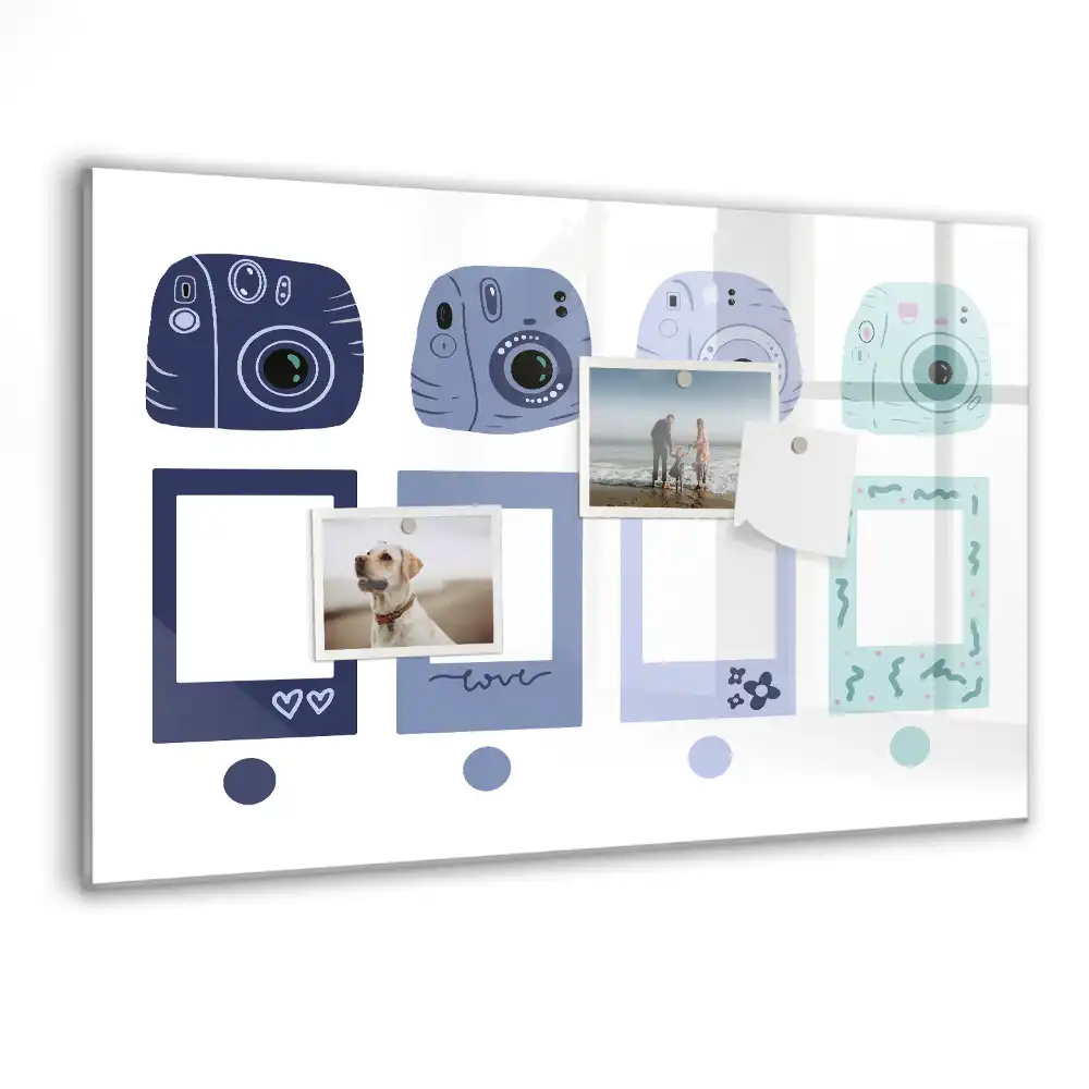 Magnetická kreslicí tabulka s rámečky ve stylu polaroidu