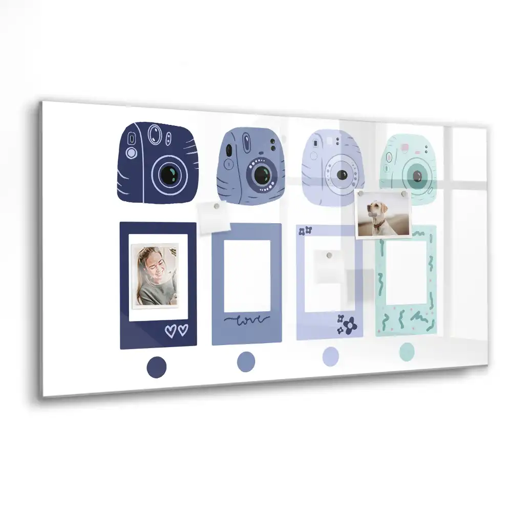 Magnetická kreslicí tabulka s rámečky ve stylu polaroidu