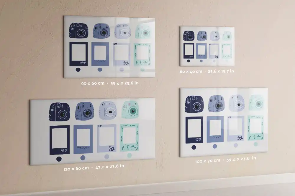 Magnetická kreslicí tabulka s rámečky ve stylu polaroidu