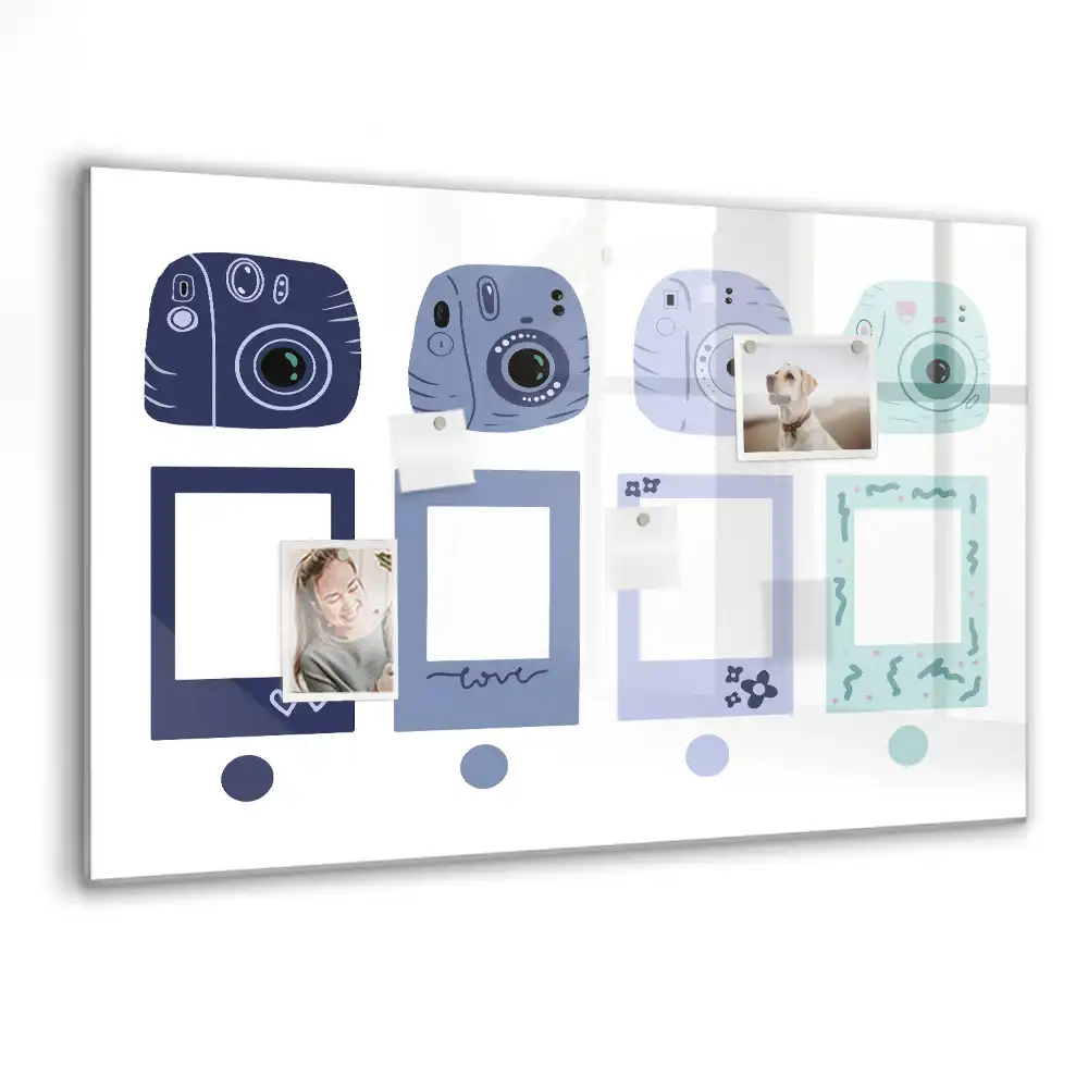 Magnetická kreslicí tabulka s rámečky ve stylu polaroidu