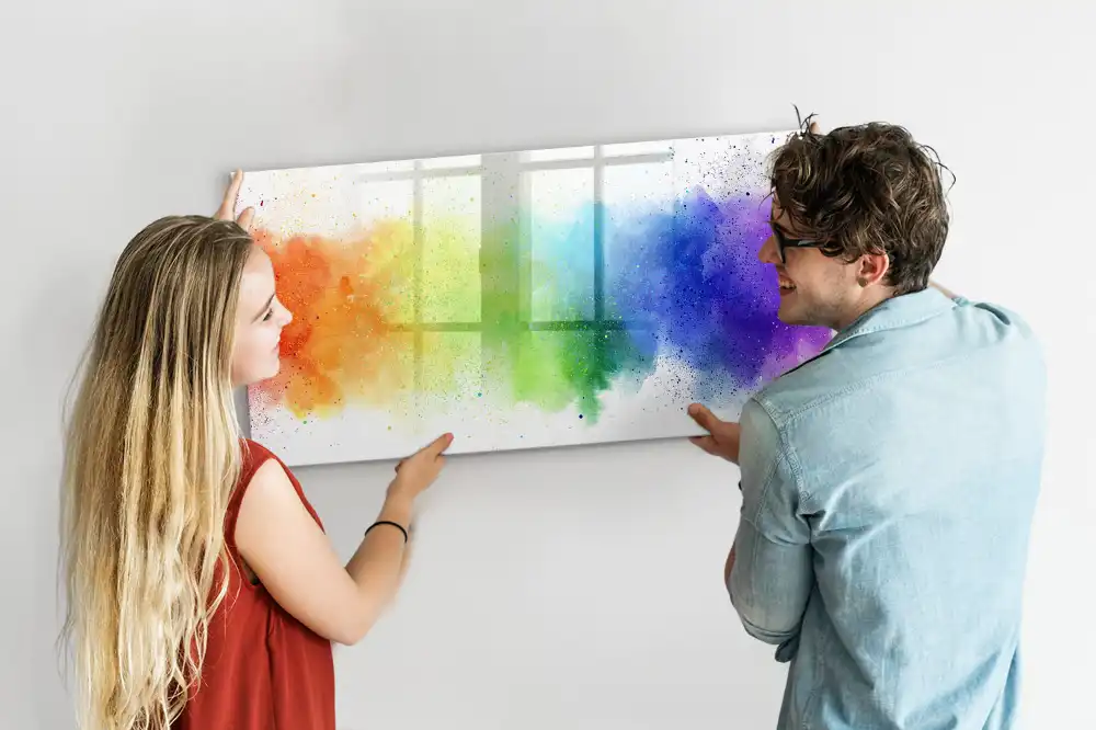Magnetická kreslící tabule pro děti s motivem duhy v abstraktním stylu
