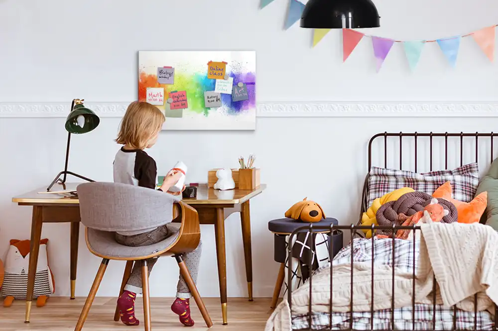 Magnetická kreslící tabule pro děti s motivem duhy v abstraktním stylu