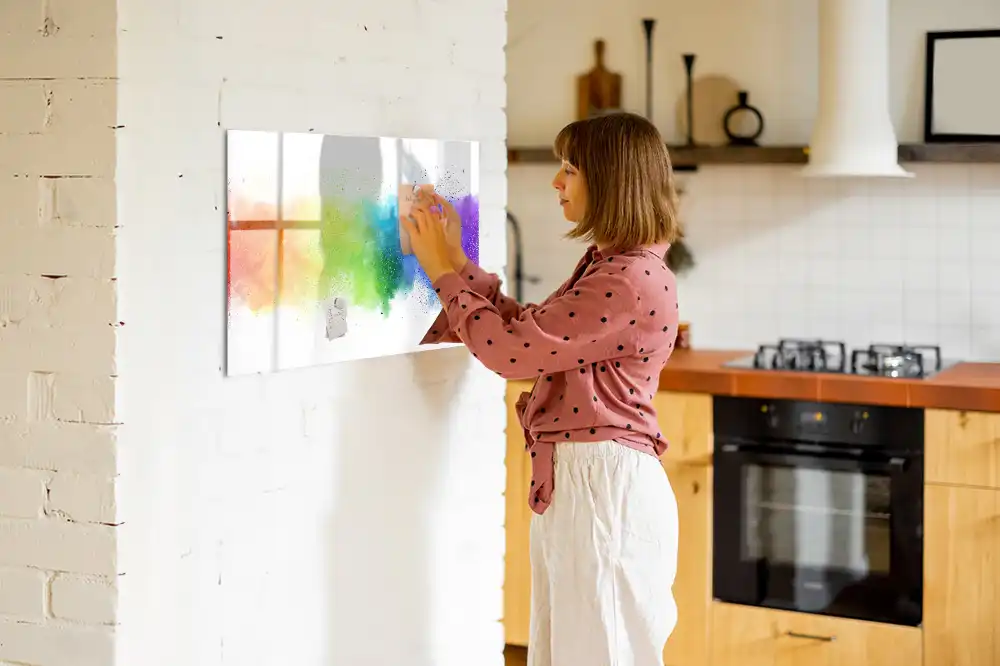 Magnetická kreslící tabule pro děti s motivem duhy v abstraktním stylu