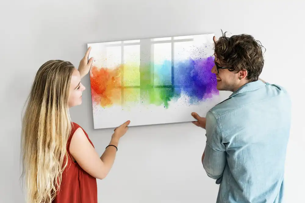 Magnetická kreslící tabule pro děti s motivem duhy v abstraktním stylu