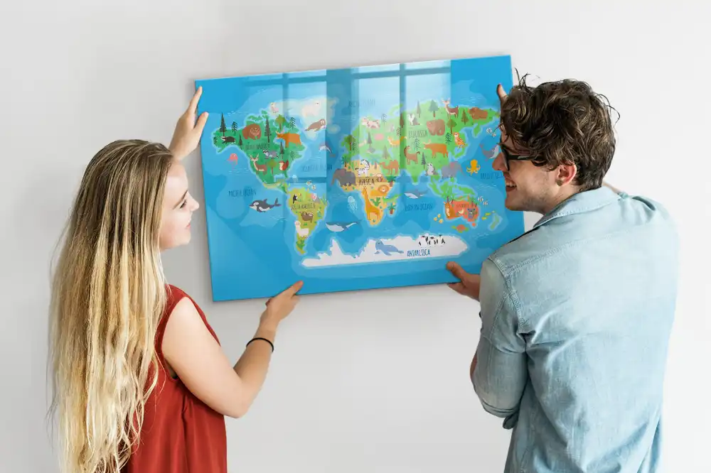 Dětská magnetická kreslicí tabule s motivem mapy světa