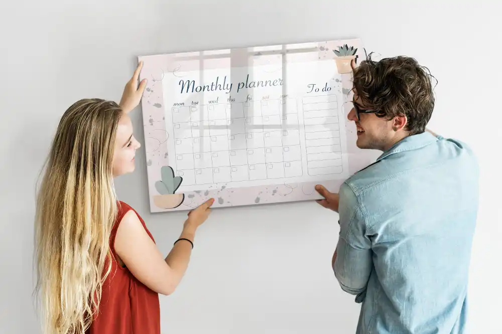 Magnetická kreslící tabule pro děti s měsíčním plánovacím kalendářem