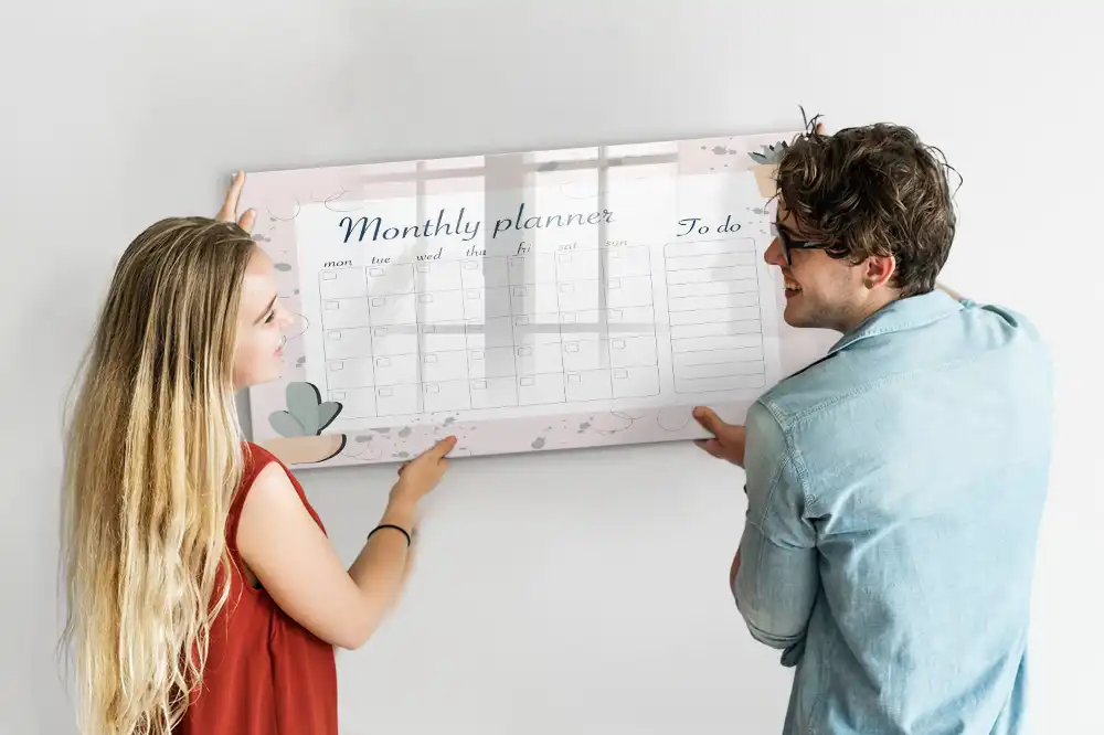 Magnetická kreslící tabule pro děti s měsíčním plánovacím kalendářem