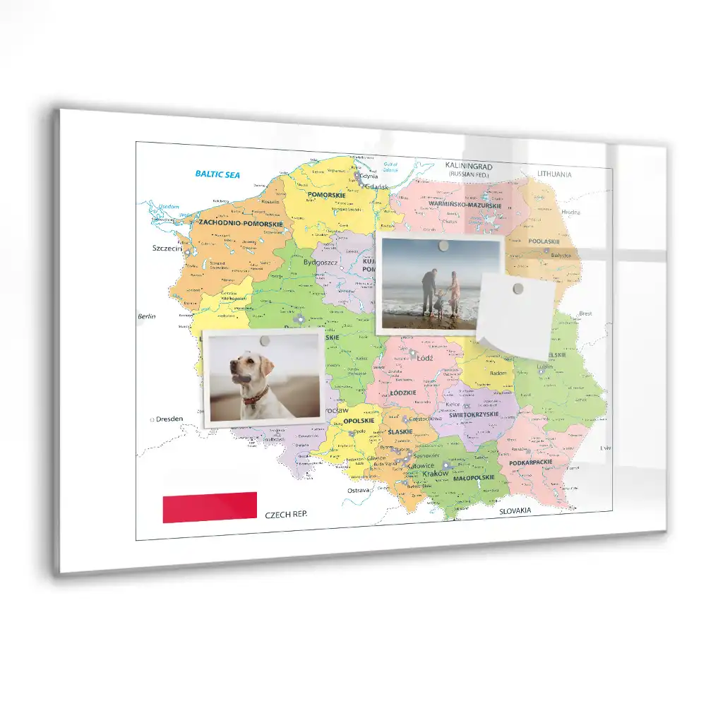 Magnetická kreslicí tabulka s obrysy hranic Polska
