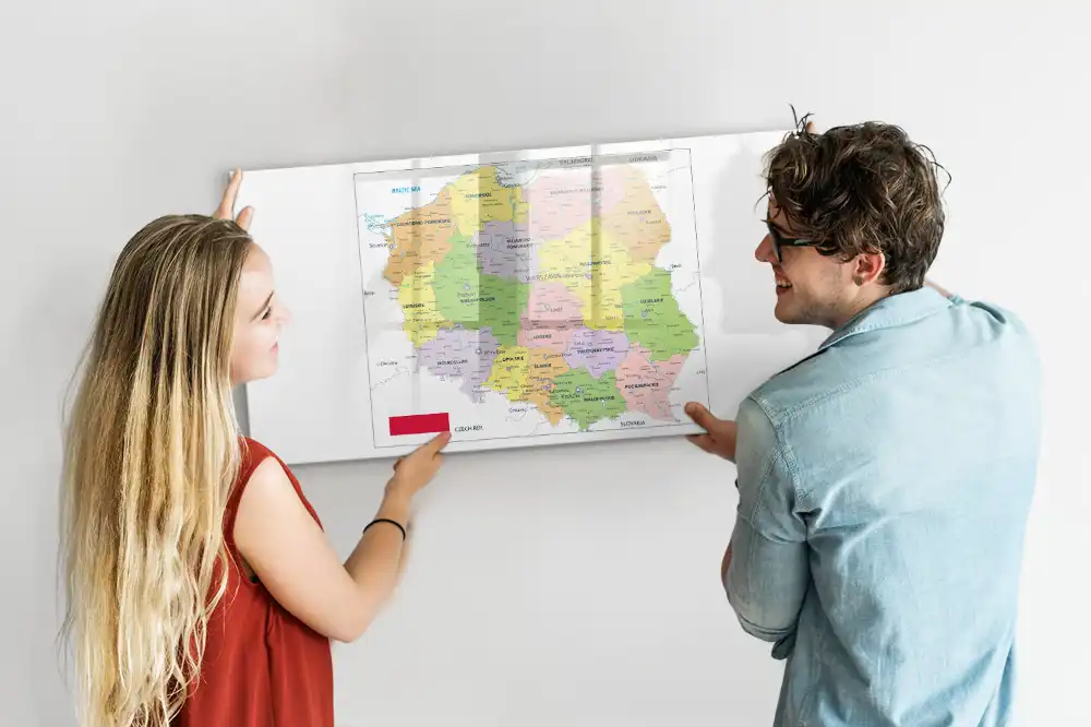 Magnetická kreslicí tabulka s obrysy hranic Polska
