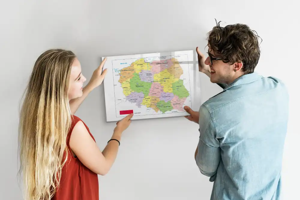 Magnetická kreslicí tabulka s obrysy hranic Polska