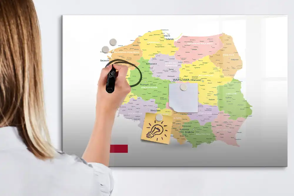 Magnetická kreslící tabule pro děti s geografickou mapou Polska