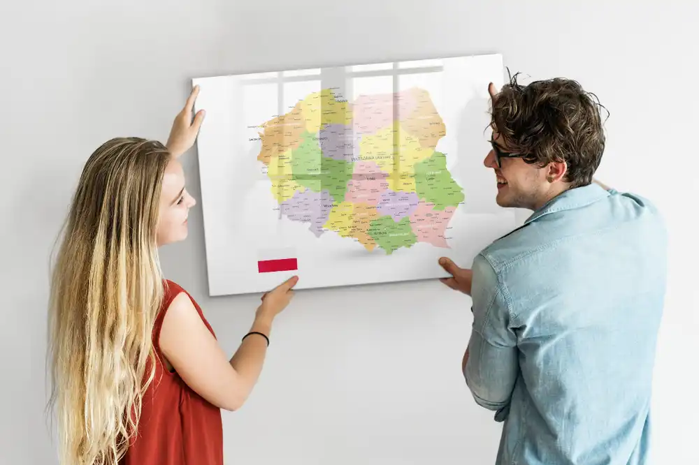 Magnetická kreslící tabule pro děti s geografickou mapou Polska