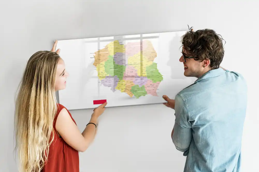Magnetická kreslící tabule pro děti s geografickou mapou Polska