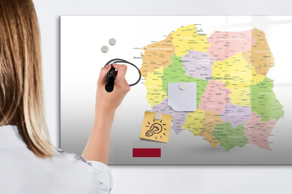 Magnetická kreslící tabule pro děti s geografickou mapou Polska