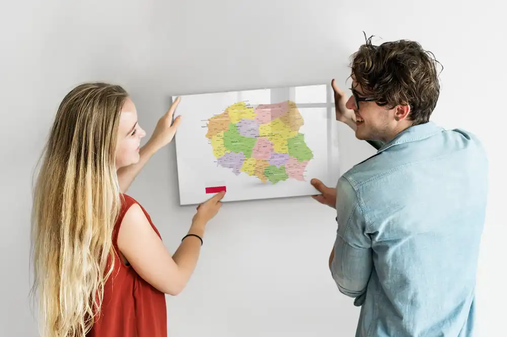 Magnetická kreslící tabule pro děti s geografickou mapou Polska