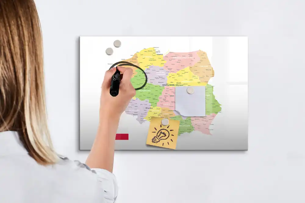 Magnetická kreslící tabule pro děti s geografickou mapou Polska